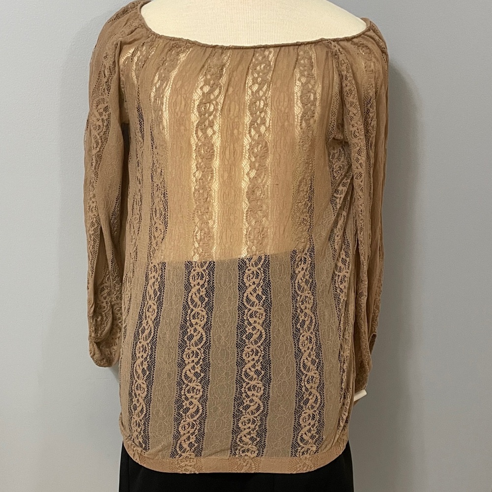 Elegant Lace Blouse - Tan